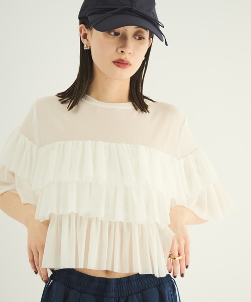 MERLOT（メルロー）の「ティアードシアープルオーバー（シャツ/ブラウス・レディース・ホワイト/ブラック・FREE）」の21枚目の写真