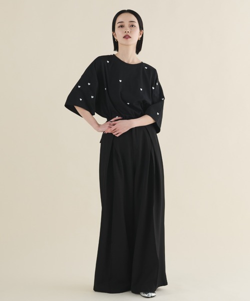 MERLOT（メルロー）の「ミニハート刺繍オーバーサイズTシャツ（Tシャツ/カットソー・レディース・ライトブルー/ブラック/ホワイト・FREE）」の18枚目の写真
