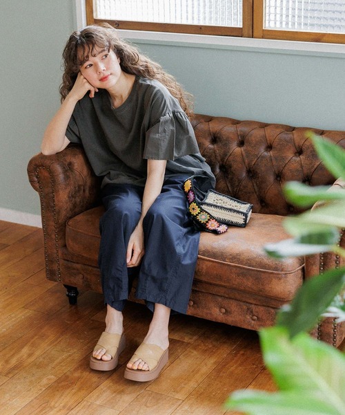 niko and...（ニコアンド）の「ナイロンコットンバレルパンツ（その他パンツ・レディース・グリーン/ベージュ/ネイビー/アイボリー・FREE）」の7枚目の写真