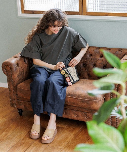 niko and...（ニコアンド）の「ナイロンコットンバレルパンツ（その他パンツ・レディース・グリーン/ベージュ/ネイビー/アイボリー・FREE）」の8枚目の写真