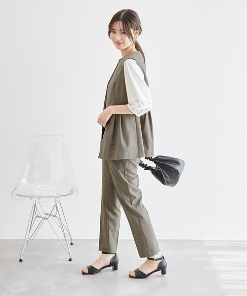 ROPE' PICNIC（ロペピクニック）の「リネンライクテーパードパンツ/セットアップ対応・UVケア（その他パンツ・レディース・ダークブラウン/ライトグレー/ネイビー・40/38/36）」の6枚目の写真