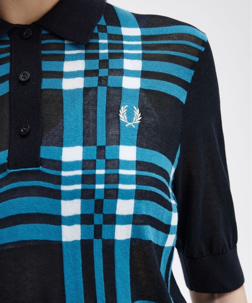 セール】Sheer Tartan Knitted Shirt（ポロシャツ）｜FRED PERRY