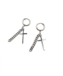 KISHOKACHI 希少価値 クロスアンドチェーンデザインクリッカーステンレスピアス