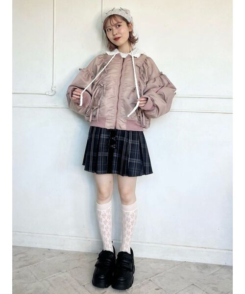 merry jenny（メリージェニー）の「プリーツチェックリボンミニスカート（スカート・レディース・ブラック/ブルー・FREE）」の17枚目の写真