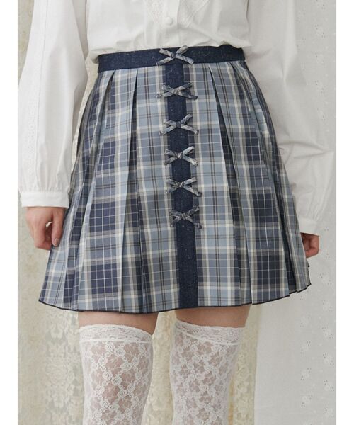 merry jenny（メリージェニー）の「プリーツチェックリボンミニスカート（スカート・レディース・ブラック/ブルー・FREE）」の16枚目の写真