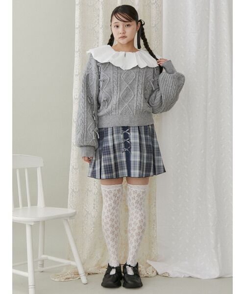 merry jenny（メリージェニー）の「プリーツチェックリボンミニスカート（スカート・レディース・ブラック/ブルー・FREE）」の15枚目の写真