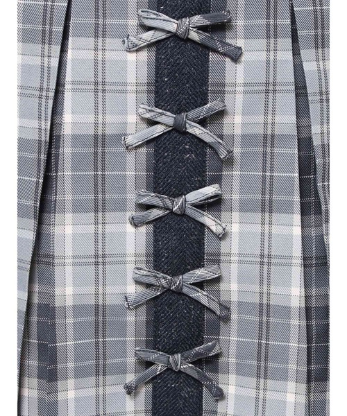 merry jenny（メリージェニー）の「プリーツチェックリボンミニスカート（スカート・レディース・ブラック/ブルー・FREE）」の3枚目の写真