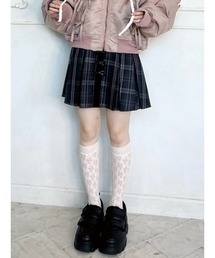 プリーツチェックリボンミニスカート