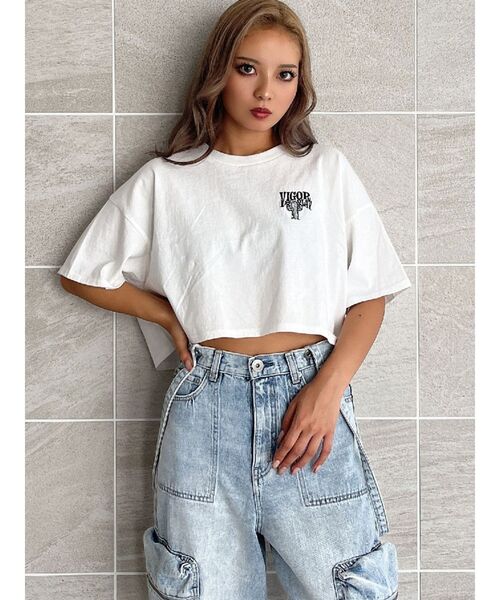 GYDA(ジェイダ)の「VIGOR IS PLAYショートLOOSE Tシャツ(Tシャツ/カットソー・レディース・グリーン/オフホワイト/ブラック・FREE)」の21枚目の写真
