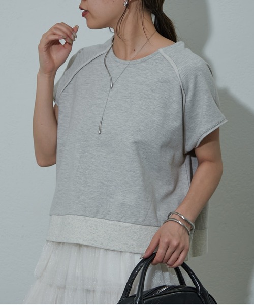 COLONY 2139(コロニートゥーワンスリーナイン)の「杢ミニ裏毛ノースリプルオーバー(Tシャツ/カットソー・レディース・ライトグレー/パープル/ブラック・FREE)」の3枚目の写真