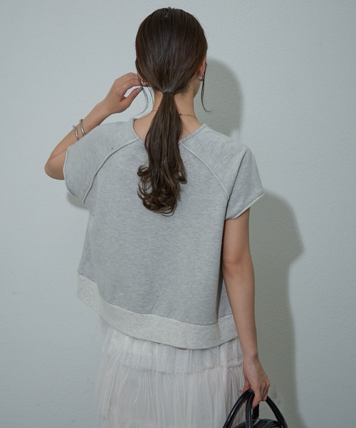 COLONY 2139(コロニートゥーワンスリーナイン)の「杢ミニ裏毛ノースリプルオーバー(Tシャツ/カットソー・レディース・ライトグレー/パープル/ブラック・FREE)」の18枚目の写真