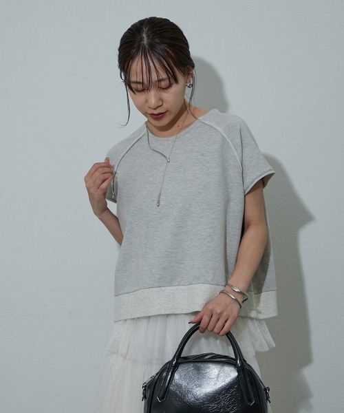 COLONY 2139(コロニートゥーワンスリーナイン)の「杢ミニ裏毛ノースリプルオーバー(Tシャツ/カットソー・レディース・ライトグレー/パープル/ブラック・FREE)」の17枚目の写真