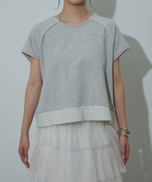 COLONY 2139(コロニートゥーワンスリーナイン)の「杢ミニ裏毛ノースリプルオーバー(Tシャツ/カットソー・レディース・ライトグレー/パープル/ブラック・FREE)」の9枚目の写真