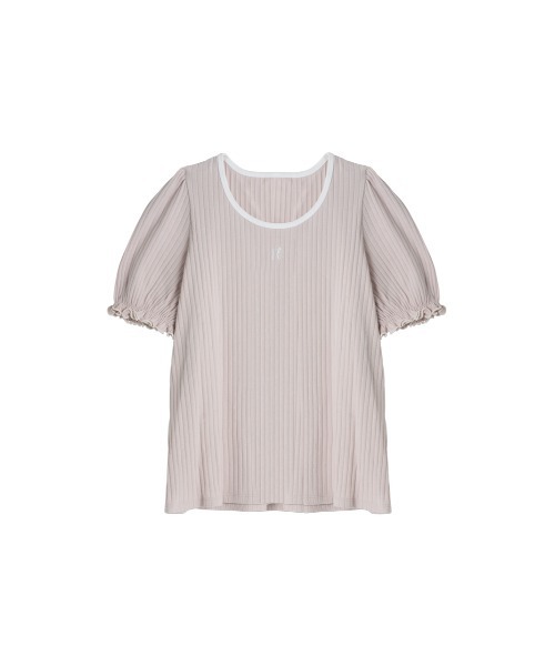 RUBY AND YOU（ルビーアンドユー）の「パフスリーブリブTシャツ（Tシャツ/カットソー・レディース・ピンク系/アイボリー・FREE）」の9枚目の写真