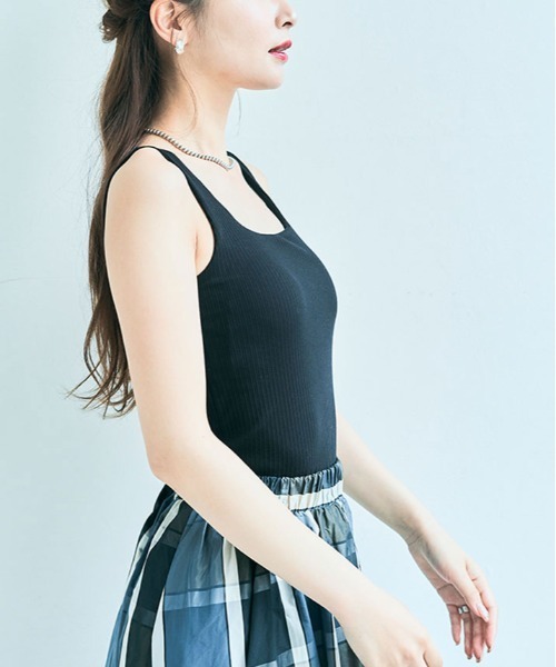 kirakiraShop(キラキラショップ)の「カップ付き スクエア ネック リブ タンクトップ(タンクトップ・レディース・ホワイト/ブラック/グリーン系その他・S/M/L/XL)」の14枚目の写真