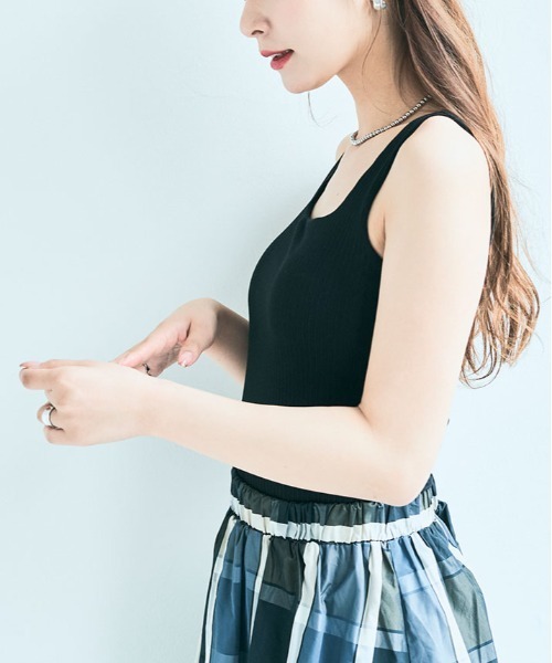 kirakiraShop(キラキラショップ)の「カップ付き スクエア ネック リブ タンクトップ(タンクトップ・レディース・ホワイト/ブラック/グリーン系その他・S/M/L/XL)」の22枚目の写真