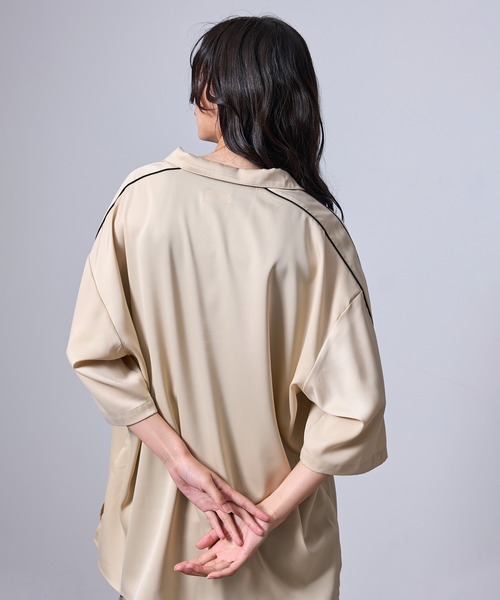 JUNRED(ジュンレッド)の「ヴィンテージライクフロント刺繍スカシャツ(シャツ/ブラウス・メンズ・ベージュ系その他/ブラック・L/M/S)」の11枚目の写真