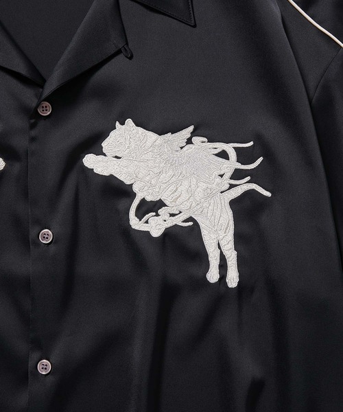 JUNRED(ジュンレッド)の「ヴィンテージライクフロント刺繍スカシャツ(シャツ/ブラウス・メンズ・ベージュ系その他/ブラック・L/M/S)」の22枚目の写真