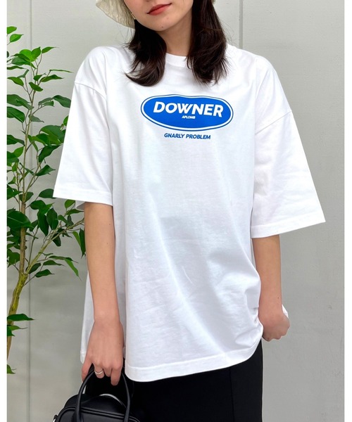 MODISH GAZE(モディシュガゼ)の「DOWNER オーバルロゴ ビッグシルエットTシャツ(Tシャツ/カットソー・メンズ・ネイビー/ブラック/ホワイト・MEDIUM/LARGE)」の2枚目の写真