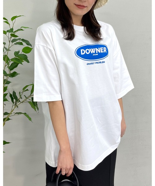 MODISH GAZE(モディシュガゼ)の「DOWNER オーバルロゴ ビッグシルエットTシャツ(Tシャツ/カットソー・メンズ・ネイビー/ブラック/ホワイト・MEDIUM/LARGE)」の5枚目の写真