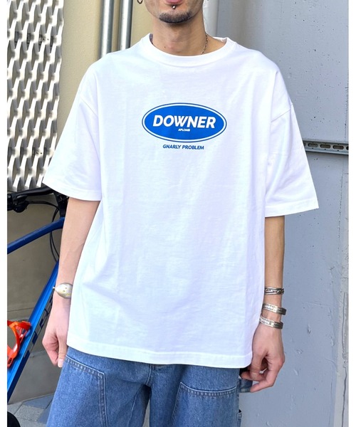 MODISH GAZE(モディシュガゼ)の「DOWNER オーバルロゴ ビッグシルエットTシャツ(Tシャツ/カットソー・メンズ・ネイビー/ブラック/ホワイト・MEDIUM/LARGE)」の13枚目の写真