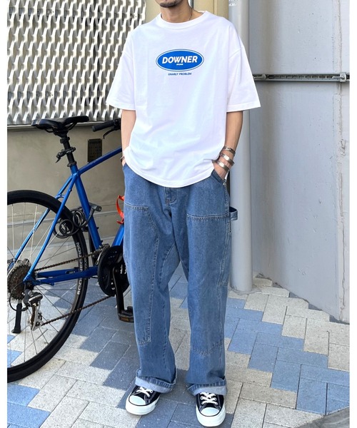MODISH GAZE(モディシュガゼ)の「DOWNER オーバルロゴ ビッグシルエットTシャツ(Tシャツ/カットソー・メンズ・ネイビー/ブラック/ホワイト・MEDIUM/LARGE)」の15枚目の写真