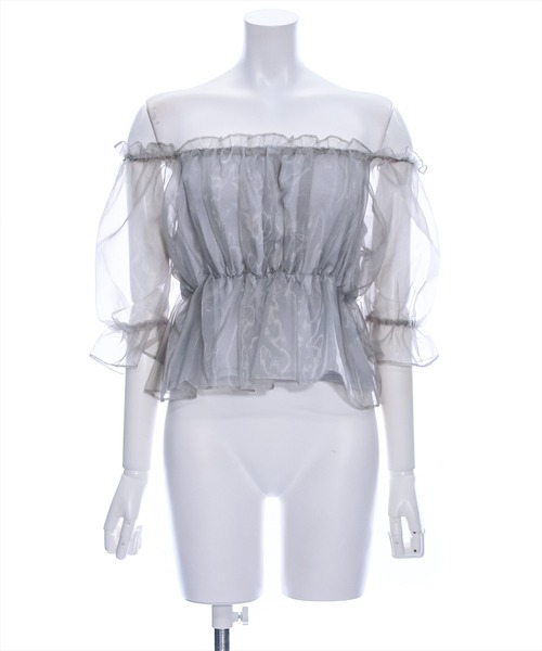 clear（クリア）の「オーガンジー半袖ギャザーショート丈ブラウス[大人 フェミニン]≪再入荷≫（シャツ/ブラウス・レディース・ブラック/グレー/ベージュ/サックスブルー・F）」の21枚目の写真