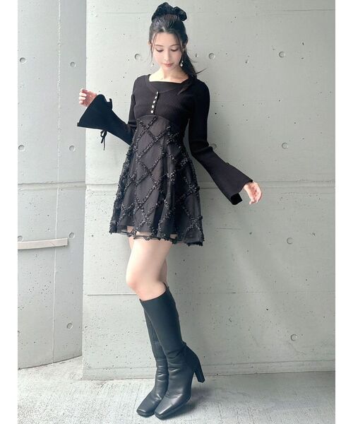 RESEXXY（リゼクシー）の「スクエアトゥロングブーツ（ブーツ・レディース・ブラック/ベージュ/ブラウン・SMALL/MEDIUM/LARGE）」の16枚目の写真