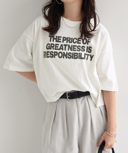 andme(アンドミー)の「ピグメント加工ロゴプリントショート丈Tシャツ(Tシャツ/カットソー・レディース・チャコールグレー/オフホワイト/ネイビー/グリーン・M)」の1枚目の写真