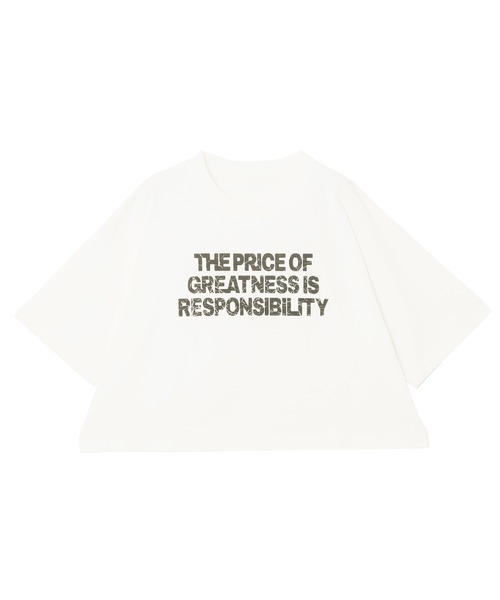 andme(アンドミー)の「ピグメント加工ロゴプリントショート丈Tシャツ(Tシャツ/カットソー・レディース・チャコールグレー/オフホワイト/ネイビー/グリーン・M)」の5枚目の写真