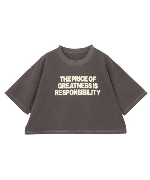andme(アンドミー)の「ピグメント加工ロゴプリントショート丈Tシャツ(Tシャツ/カットソー・レディース・チャコールグレー/オフホワイト/ネイビー/グリーン・M)」の6枚目の写真