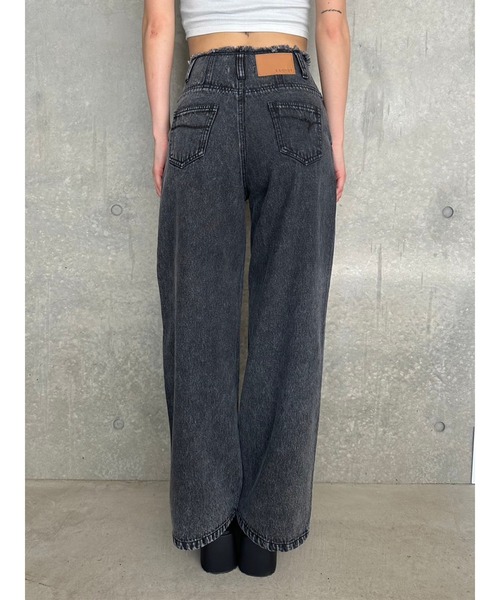 EGOIST（エゴイスト）の「カットオフハイウエストデニムワイドパンツ（デニムパンツ・レディース・ブラック/ダークブラック・S/M）」の6枚目の写真