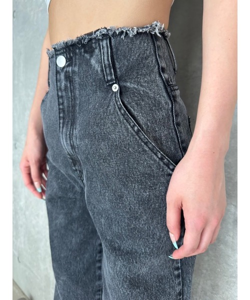 EGOIST（エゴイスト）の「カットオフハイウエストデニムワイドパンツ（デニムパンツ・レディース・ブラック/ダークブラック・S/M）」の7枚目の写真
