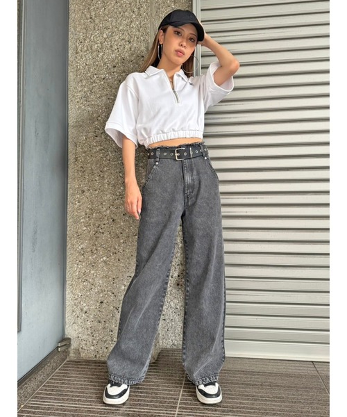 EGOIST（エゴイスト）の「カットオフハイウエストデニムワイドパンツ（デニムパンツ・レディース・ブラック/ダークブラック・S/M）」の14枚目の写真