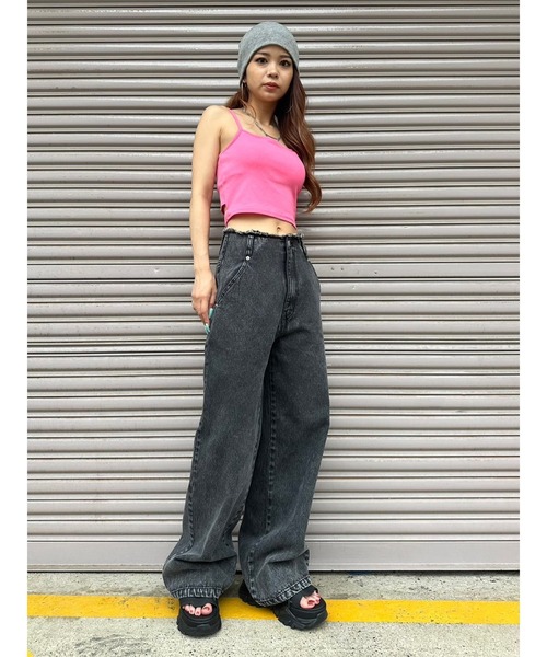 EGOIST（エゴイスト）の「カットオフハイウエストデニムワイドパンツ（デニムパンツ・レディース・ブラック/ダークブラック・S/M）」の17枚目の写真