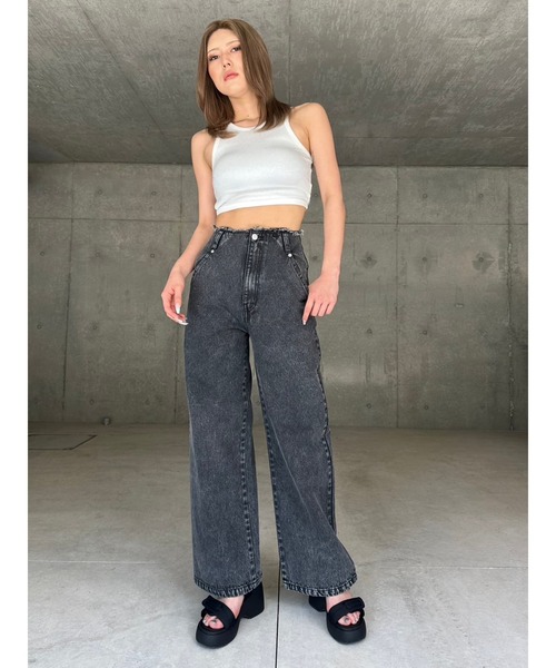 EGOIST（エゴイスト）の「カットオフハイウエストデニムワイドパンツ（デニムパンツ・レディース・ブラック/ダークブラック・S/M）」の8枚目の写真