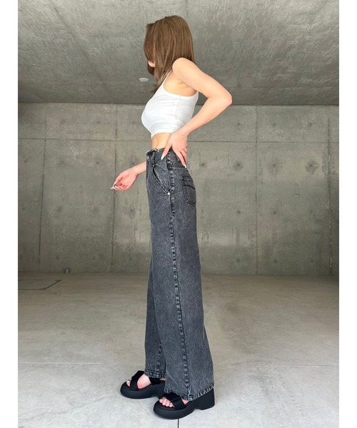 EGOIST（エゴイスト）の「カットオフハイウエストデニムワイドパンツ（デニムパンツ・レディース・ブラック/ダークブラック・S/M）」の9枚目の写真