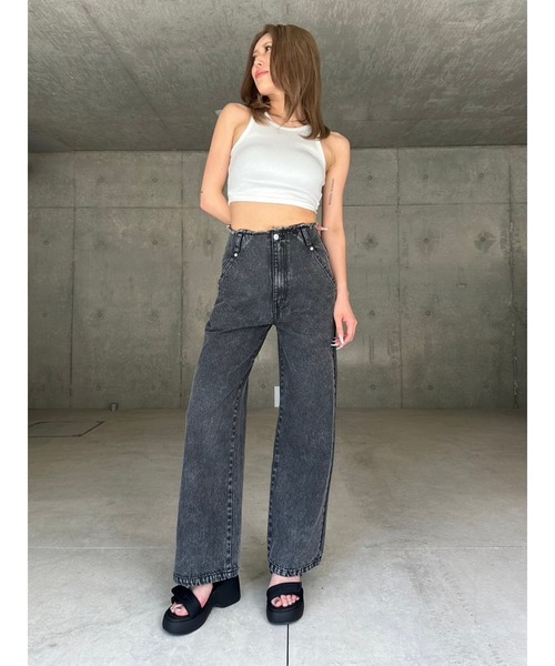 EGOIST（エゴイスト）の「カットオフハイウエストデニムワイドパンツ（デニムパンツ・レディース・ブラック/ダークブラック・S/M）」の10枚目の写真