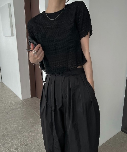 rhomboid stripe sheer T-shirt（Tシャツ/カットソー）｜WILLFULLY（ウィルフリー）