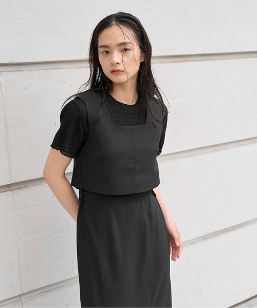 WILLFULLY（ウィルフリー）の「rhomboid stripe sheer T-shirt（Tシャツ/カットソー・レディース・ブラック/クリーム/ホワイト・FREE）」の19枚目の写真