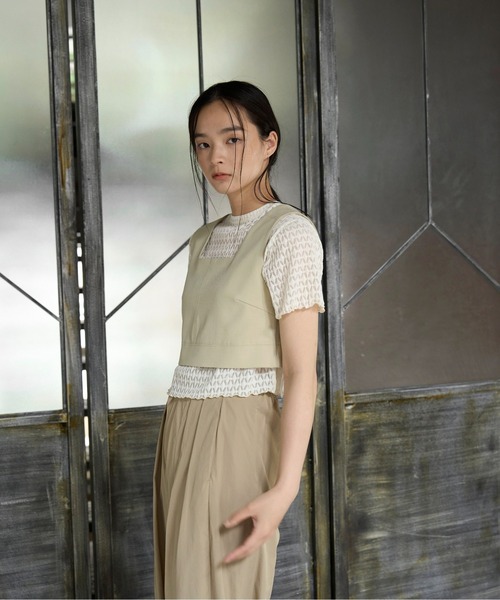 WILLFULLY（ウィルフリー）の「rhomboid stripe sheer T-shirt（Tシャツ/カットソー・レディース・ブラック/クリーム/ホワイト・FREE）」の5枚目の写真