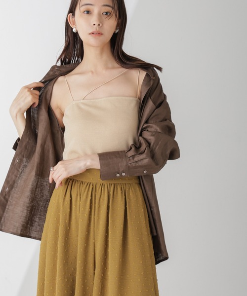 NANO universe(ナノユニバース)の「ラメテレコカップ付きアシメストラップキャミソール(キャミソール・レディース・ライトグレー/ライトベージュ/モカ・M/S)」の4枚目の写真