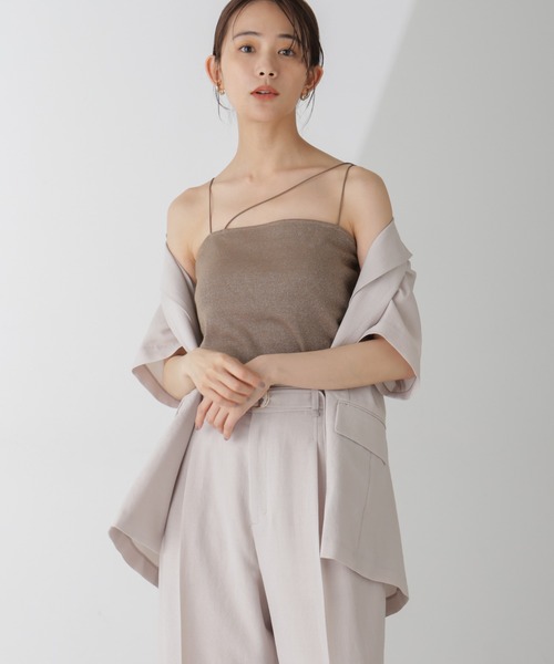 NANO universe(ナノユニバース)の「ラメテレコカップ付きアシメストラップキャミソール(キャミソール・レディース・ライトグレー/ライトベージュ/モカ・M/S)」の18枚目の写真