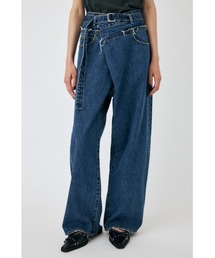 MOUSSY | FOLD WAIST WIDE STRAIGHT(デニムパンツ)