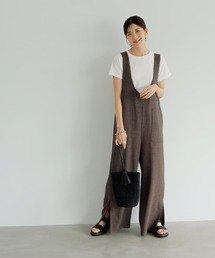 STYLE DELI（スタイルデリ）の「綾織り裾スリットサロペット（つなぎ/オールインワン）」