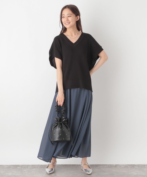 セール】ゆるVネックニットプルオーバー＊スカートSET/115402