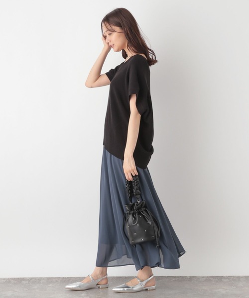 GLOBAL WORK（グローバルワーク）の「ゆるVネックニットプルオーバー＊スカートSET/115402（スカート・レディース・ブルー系その他3/ホワイト×ブラウン/ブラック×ブルー・FREE）」の13枚目の写真