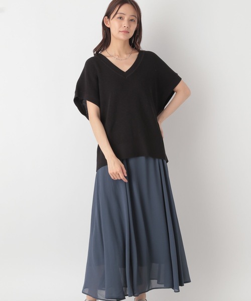 GLOBAL WORK（グローバルワーク）の「ゆるVネックニットプルオーバー＊スカートSET/115402（スカート・レディース・ブルー系その他3/ホワイト×ブラウン/ブラック×ブルー・FREE）」の15枚目の写真