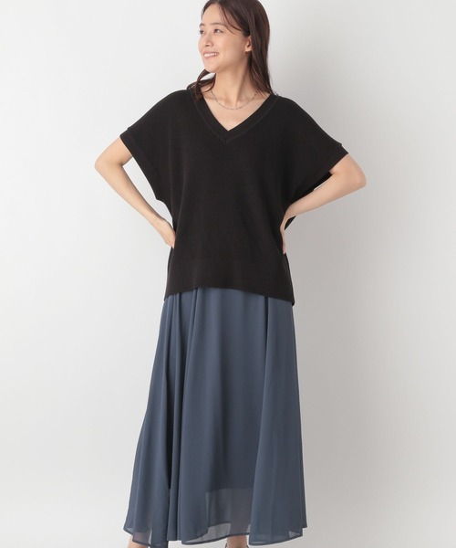 GLOBAL WORK（グローバルワーク）の「ゆるVネックニットプルオーバー＊スカートSET/115402（スカート・レディース・ブルー系その他3/ホワイト×ブラウン/ブラック×ブルー・FREE）」の16枚目の写真