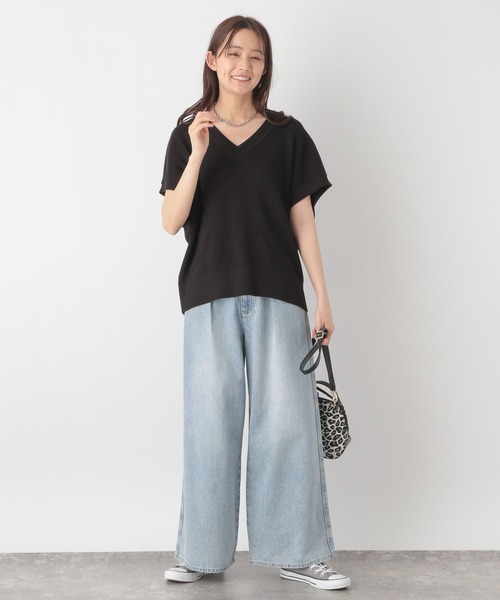 GLOBAL WORK（グローバルワーク）の「ゆるVネックニットプルオーバー＊スカートSET/115402（スカート・レディース・ブルー系その他3/ホワイト×ブラウン/ブラック×ブルー・FREE）」の17枚目の写真